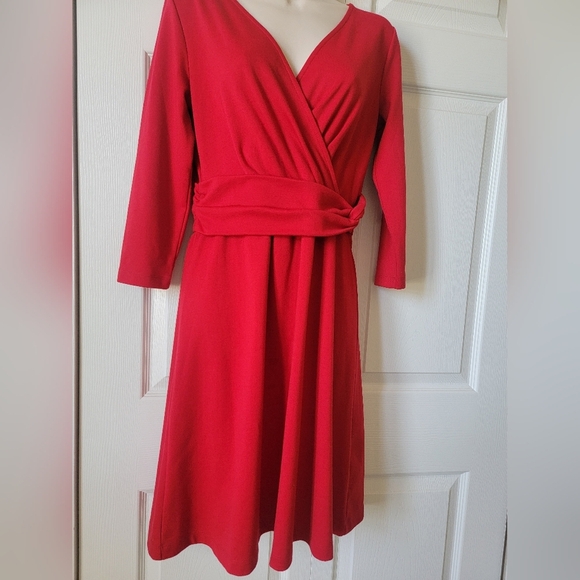 LANDS' END‎ RED 3/4 SLEEVE DRESS (sz 2-4) - Picture 1 of 6